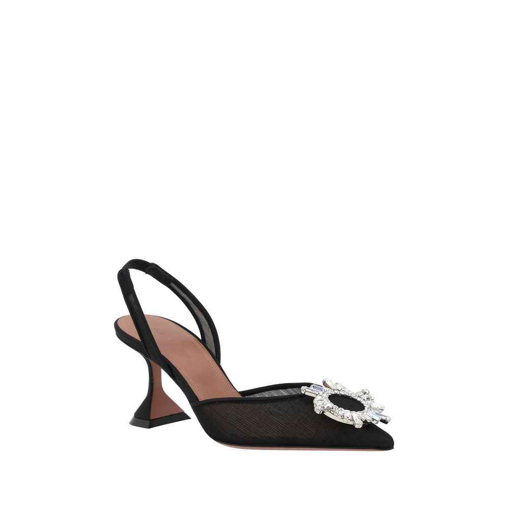 Amina Muaddi Black Polyester High Heel Pumps