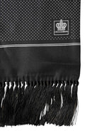 Dolce & Gabbana Black Silk Polka Dot Crown Foulard 140cm X 16.5cm Scarf