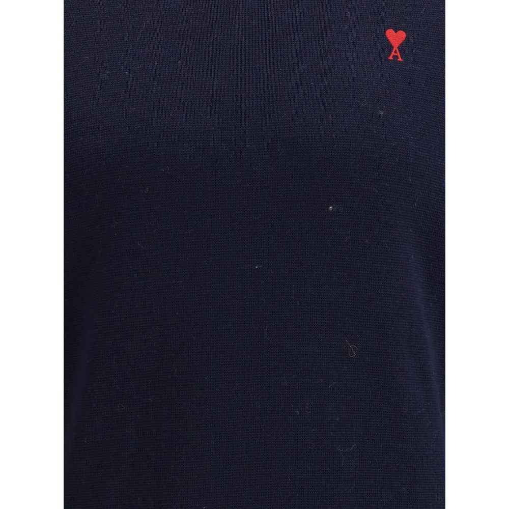 Ami Paris Blue Merino Wool Sweatshirt