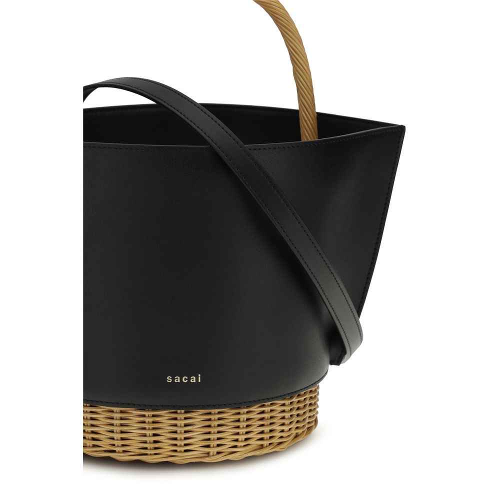 Sacai Black Calf Leather Bos Taurus Shoulder Bag