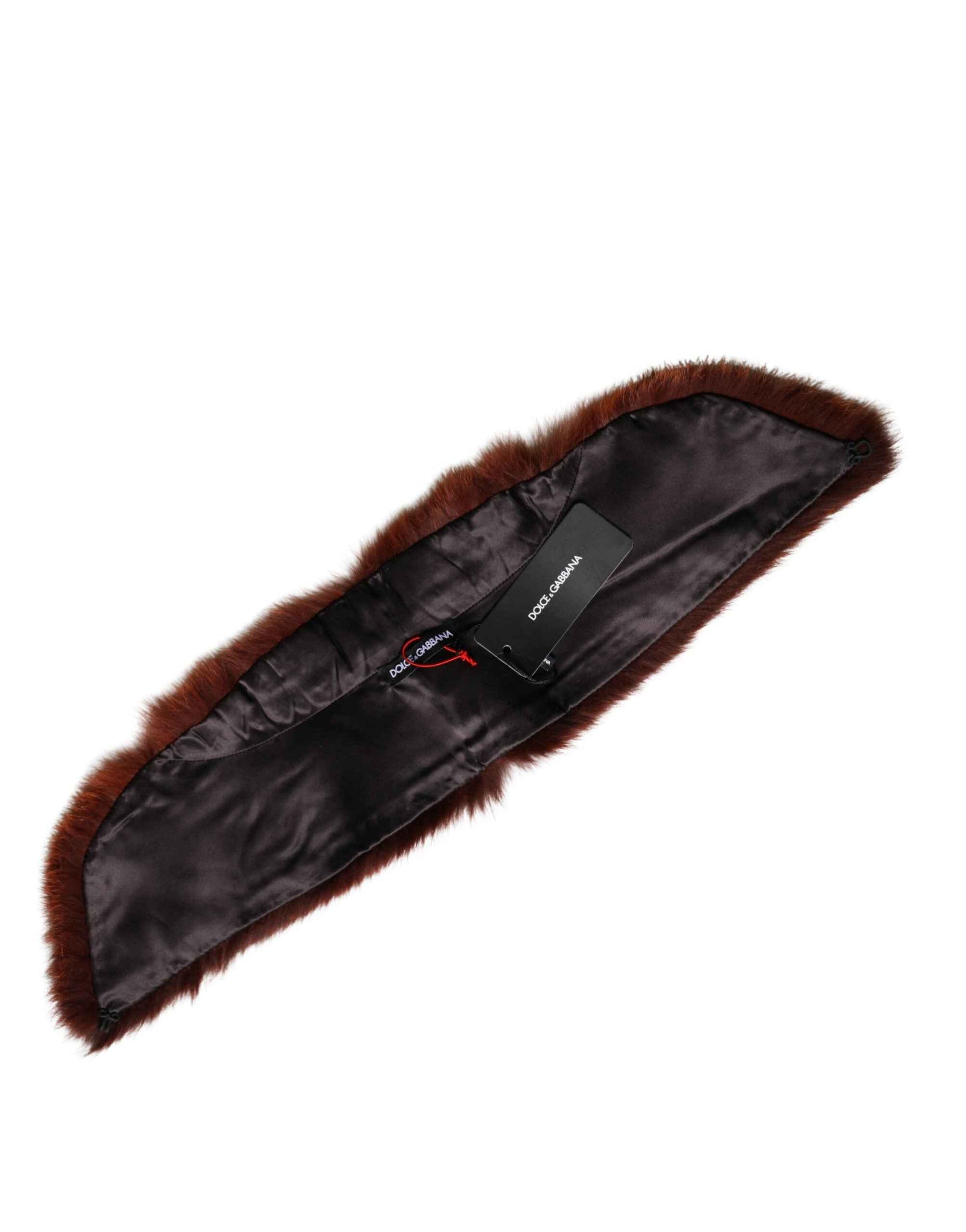 Dolce & Gabbana Brown Mink Fur Collar Women Neck Wrap 60cm x 14cm  Scarf