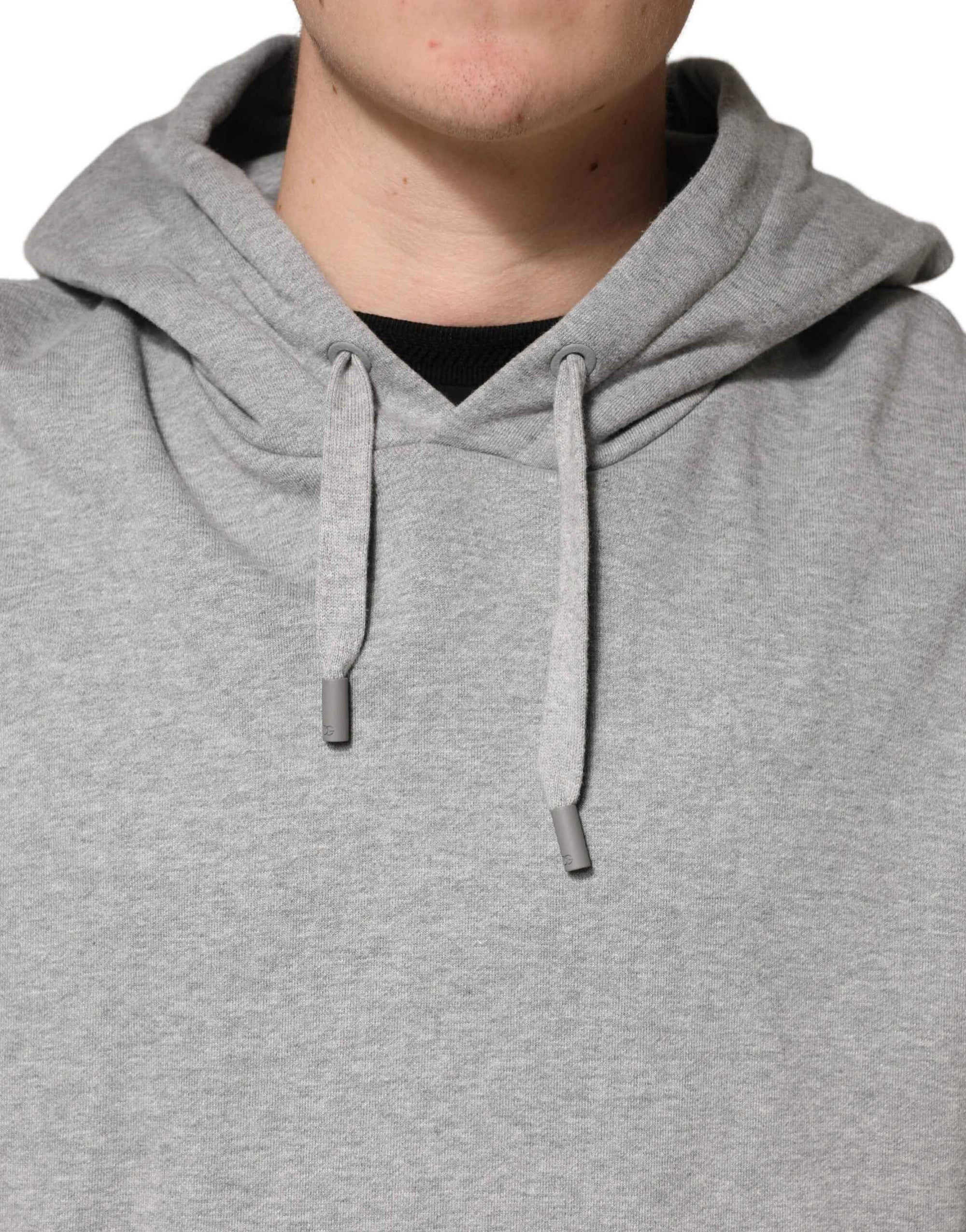 Dolce & Gabbana Gray Cotton Hooded Sweatshirt Sweater