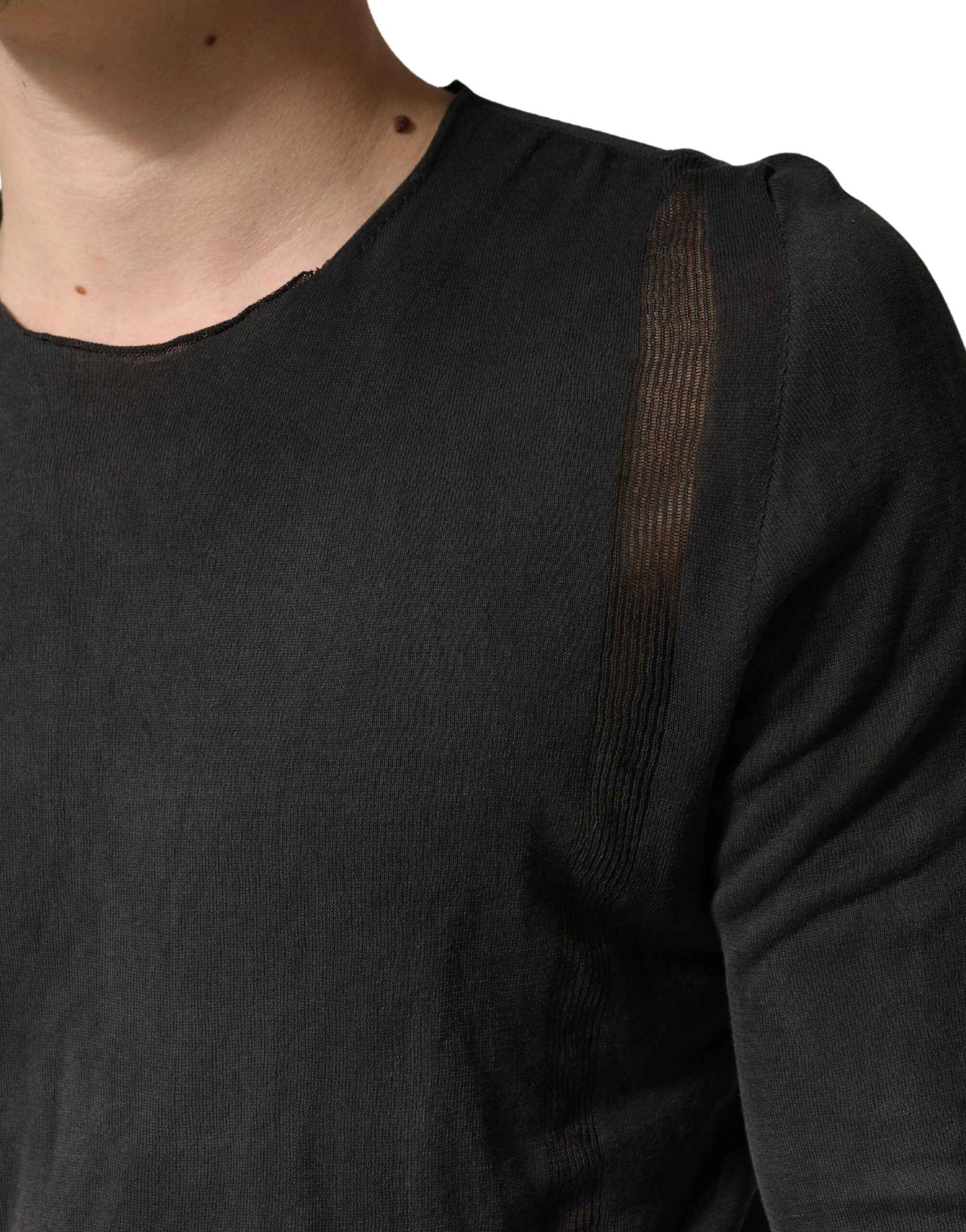 Dolce & Gabbana Dark Grey Cotton Crewneck Short Sleeve