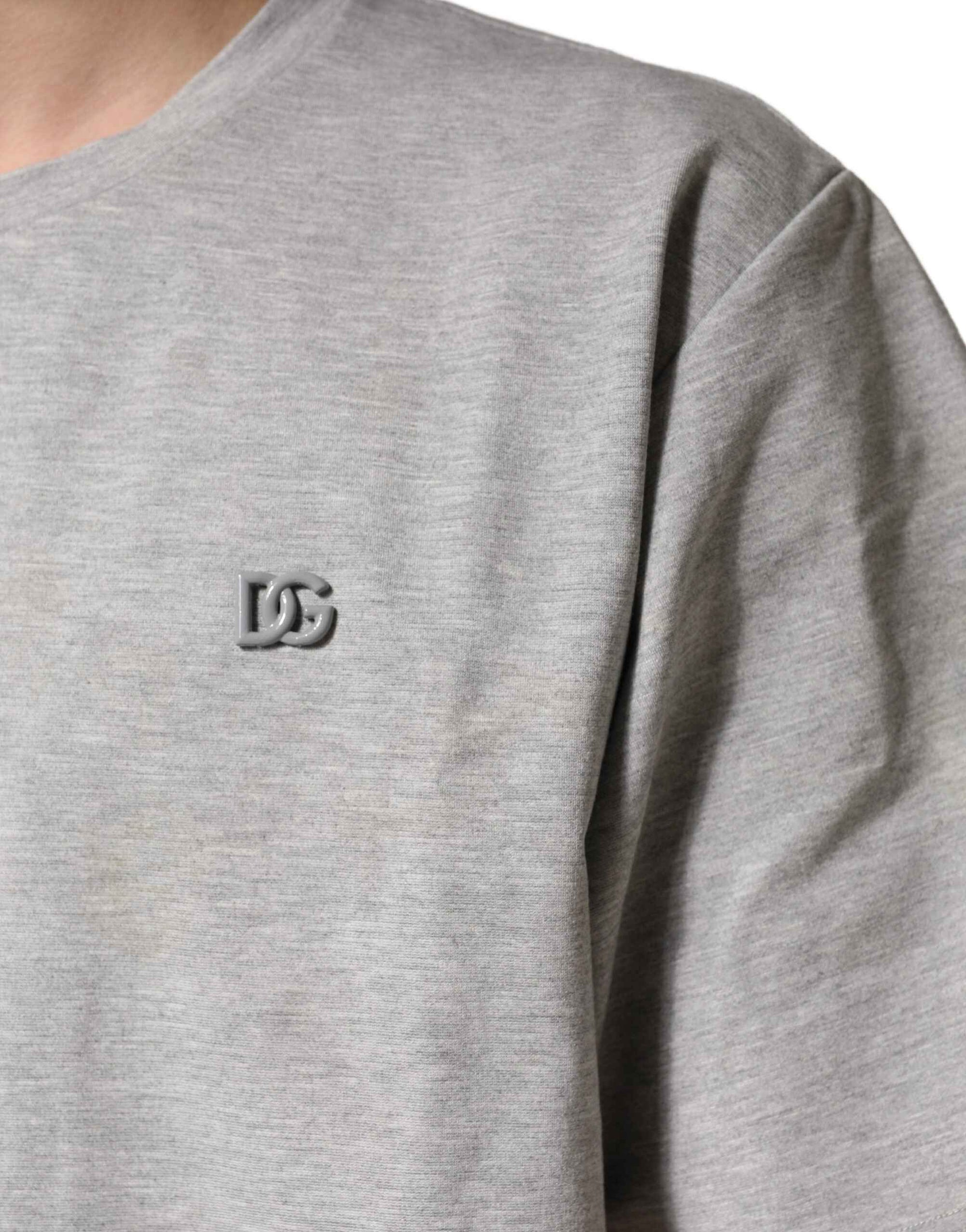 Dolce & Gabbana Grey Cotton Crewneck Short Sleeve T-Shirt