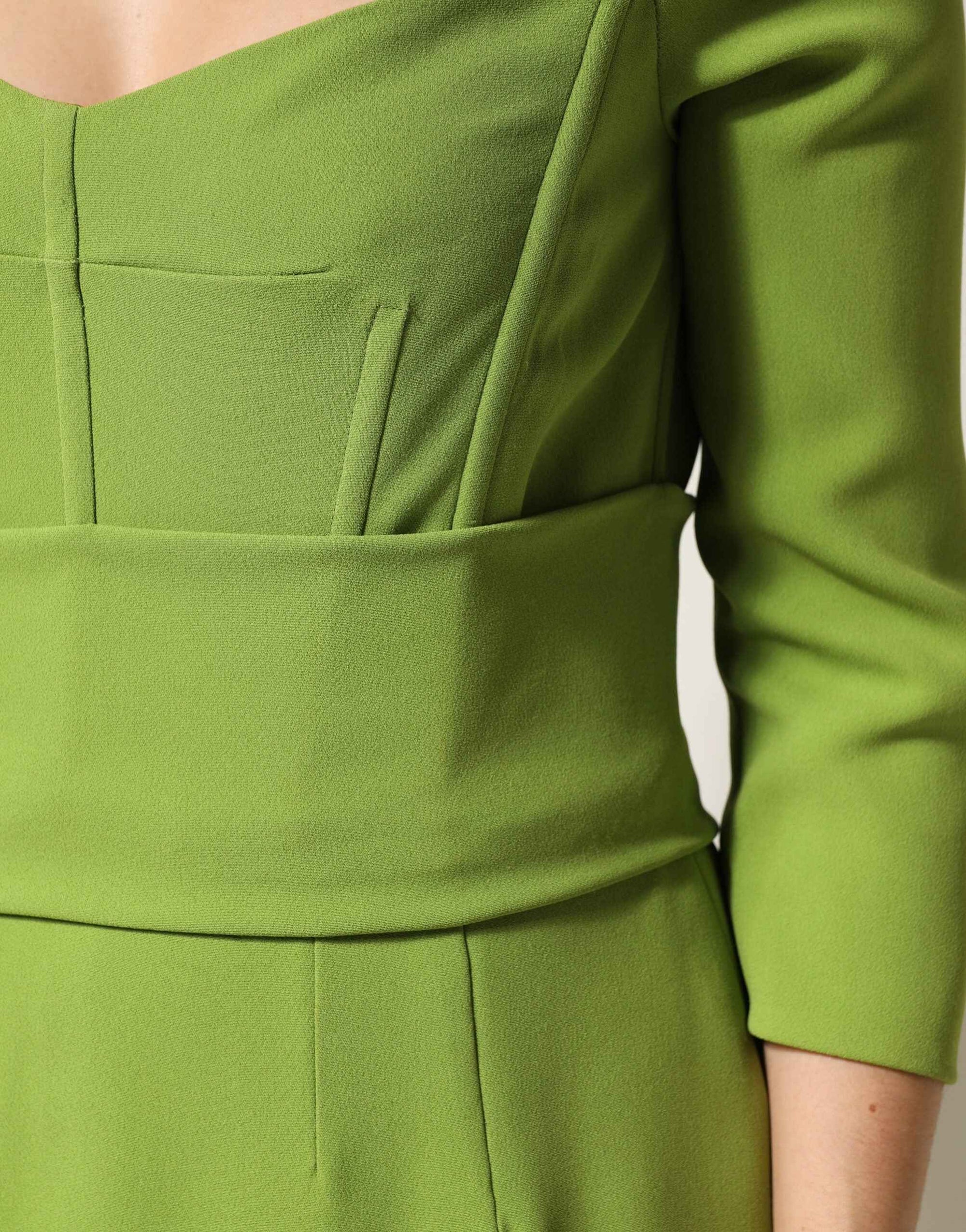 Dolce & Gabbana Green Silk Sweetheart Neckline Midi  Dress