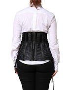 Dolce & Gabbana Black Lace-Up Waist Cincher Bustier Corset Top