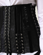 Dolce & Gabbana Black Lace-Up Waist Cincher Bustier Corset Top