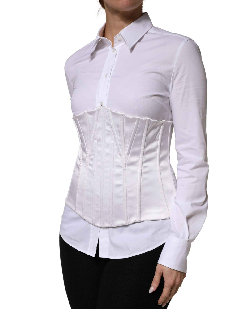 Dolce & Gabbana White Polyamide Waist Cincher Bustier Corset Top