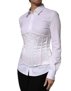 Dolce & Gabbana White Polyamide Waist Cincher Bustier Corset Top
