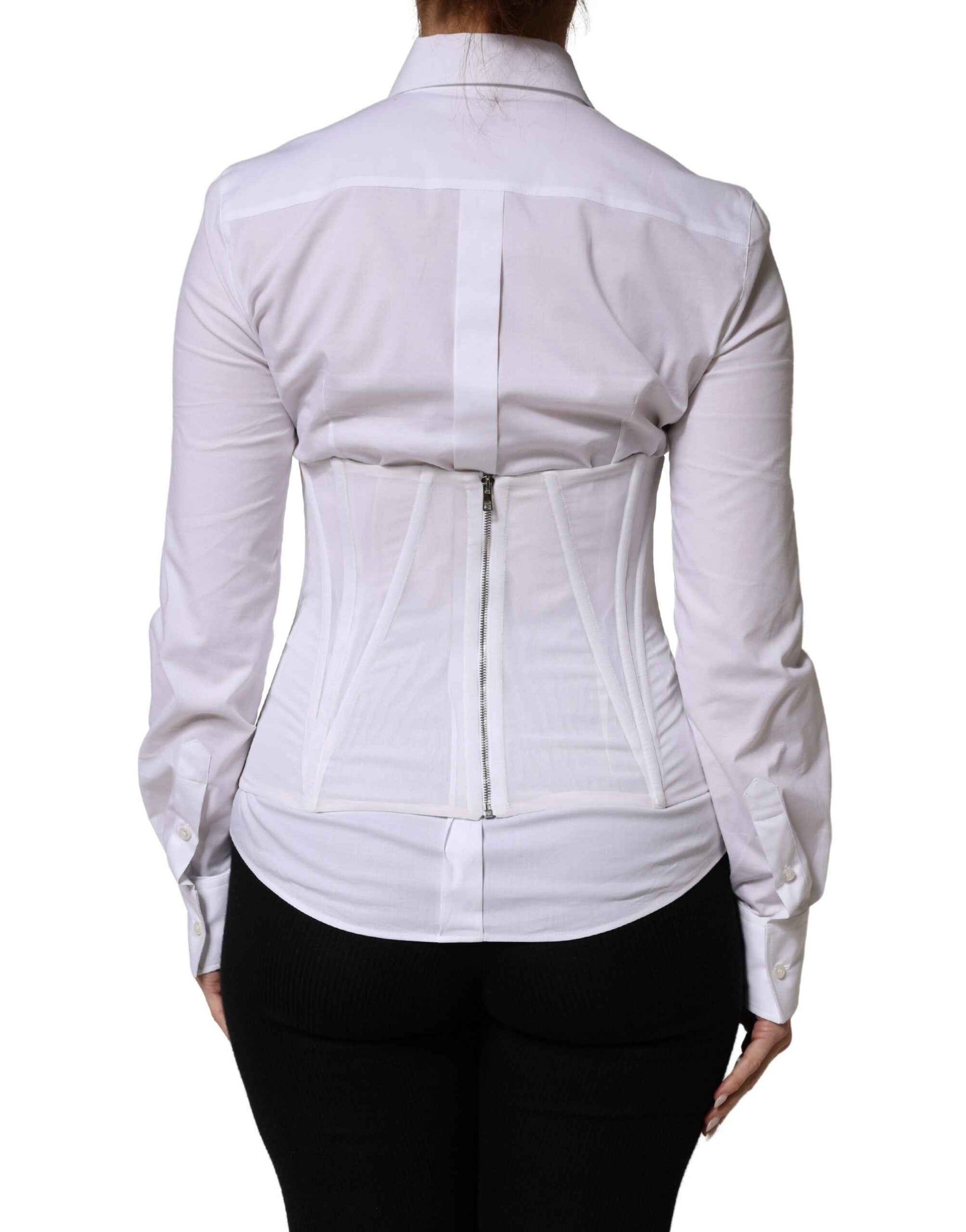 Dolce & Gabbana White Polyamide Waist Cincher Bustier Corset Top