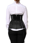 Dolce & Gabbana Black Silk Lace-Up Waist Cincher Corset Top