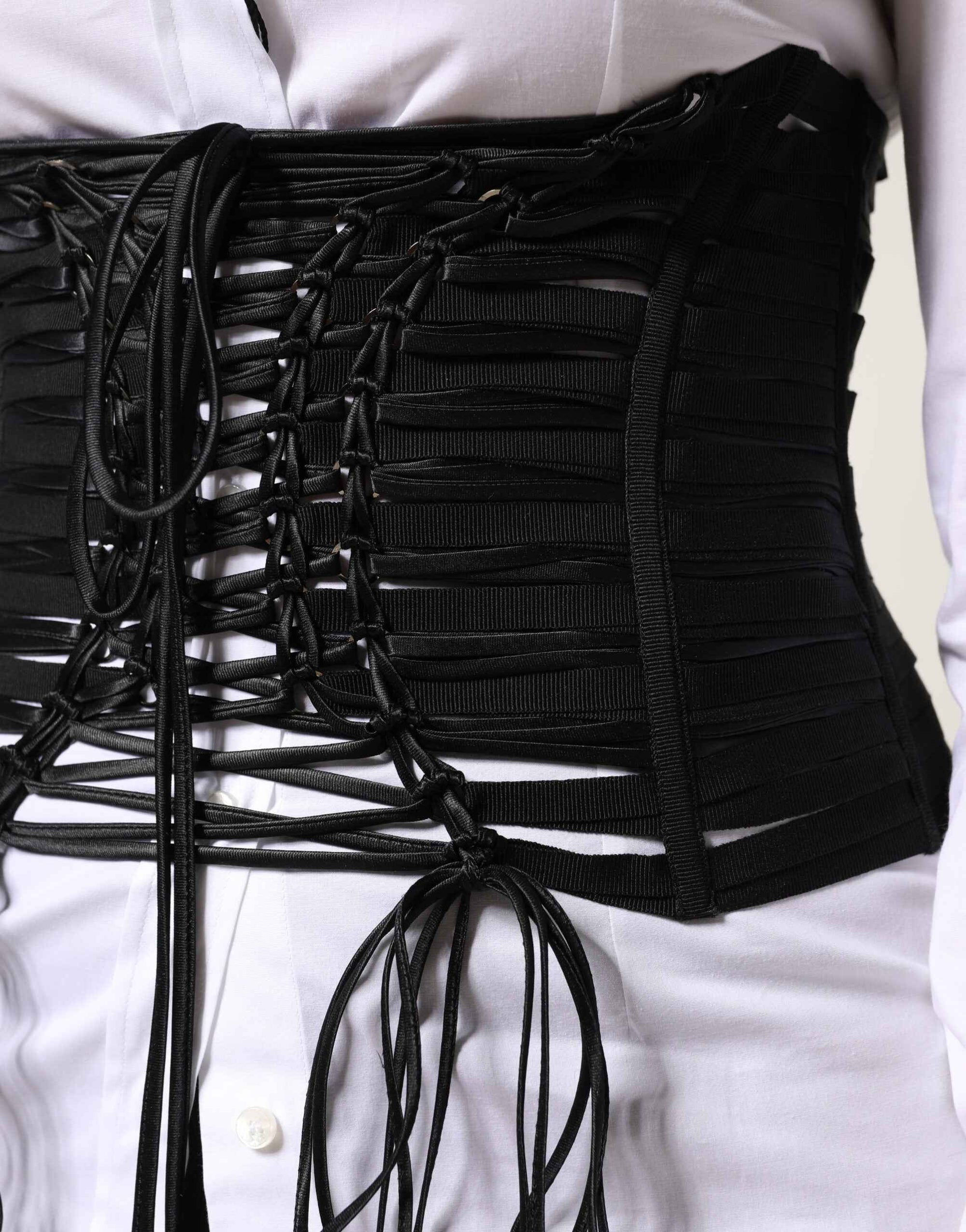Dolce & Gabbana Black Polyester LaceUp Waist Cincher Corset Top