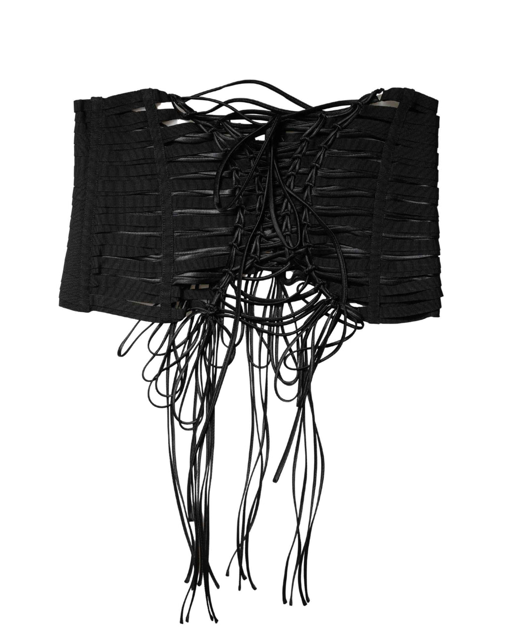 Dolce & Gabbana Black Polyester LaceUp Waist Cincher Corset Top