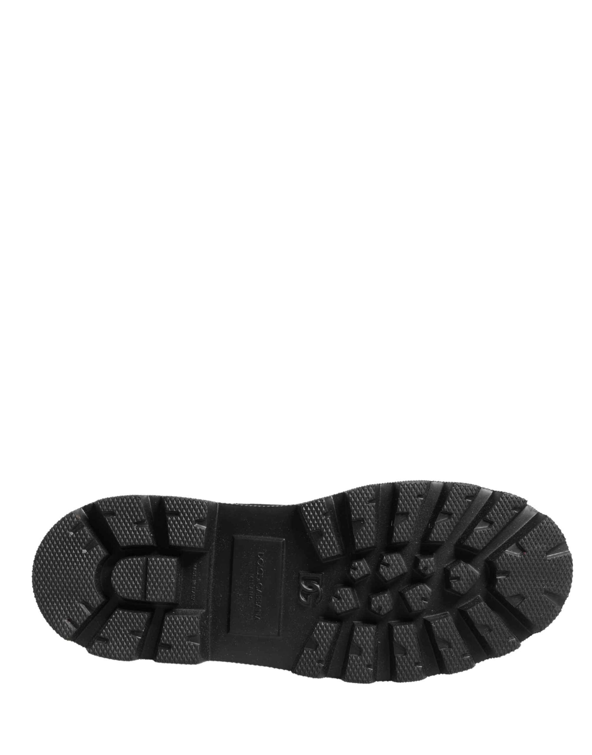 Dolce & Gabbana Black Leather Trek Sole Combat Boots Shoes