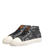 Dolce & Gabbana Black White Canvas Logo Mid Top Sneakers Shoes
