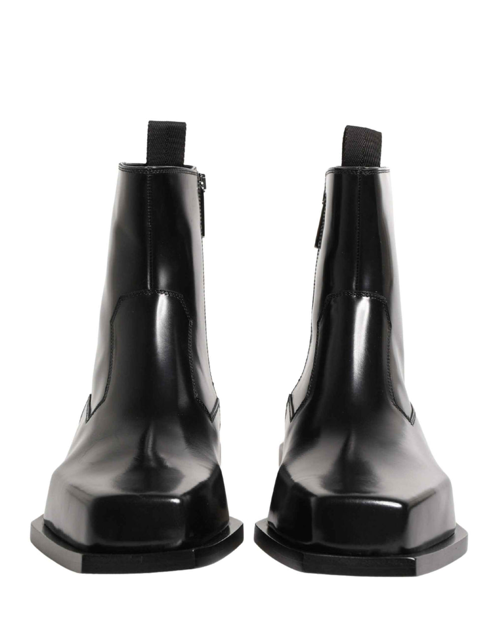 Dolce & Gabbana Black Leather Zip Closure Ankle Boots Shoes