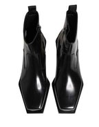 Dolce & Gabbana Black Leather Zip Closure Ankle Boots Shoes