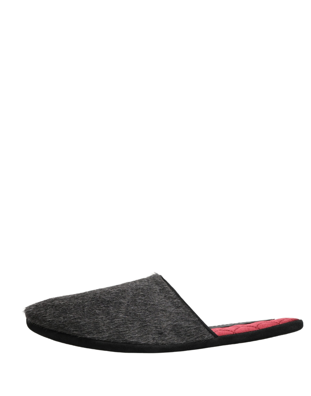 Dolce & Gabbana Dark Grey Charcoal Wool Red Slippers Shoes