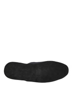 Dolce & Gabbana Dark Navy Wool Cotton Red Chevron Slippers Shoes