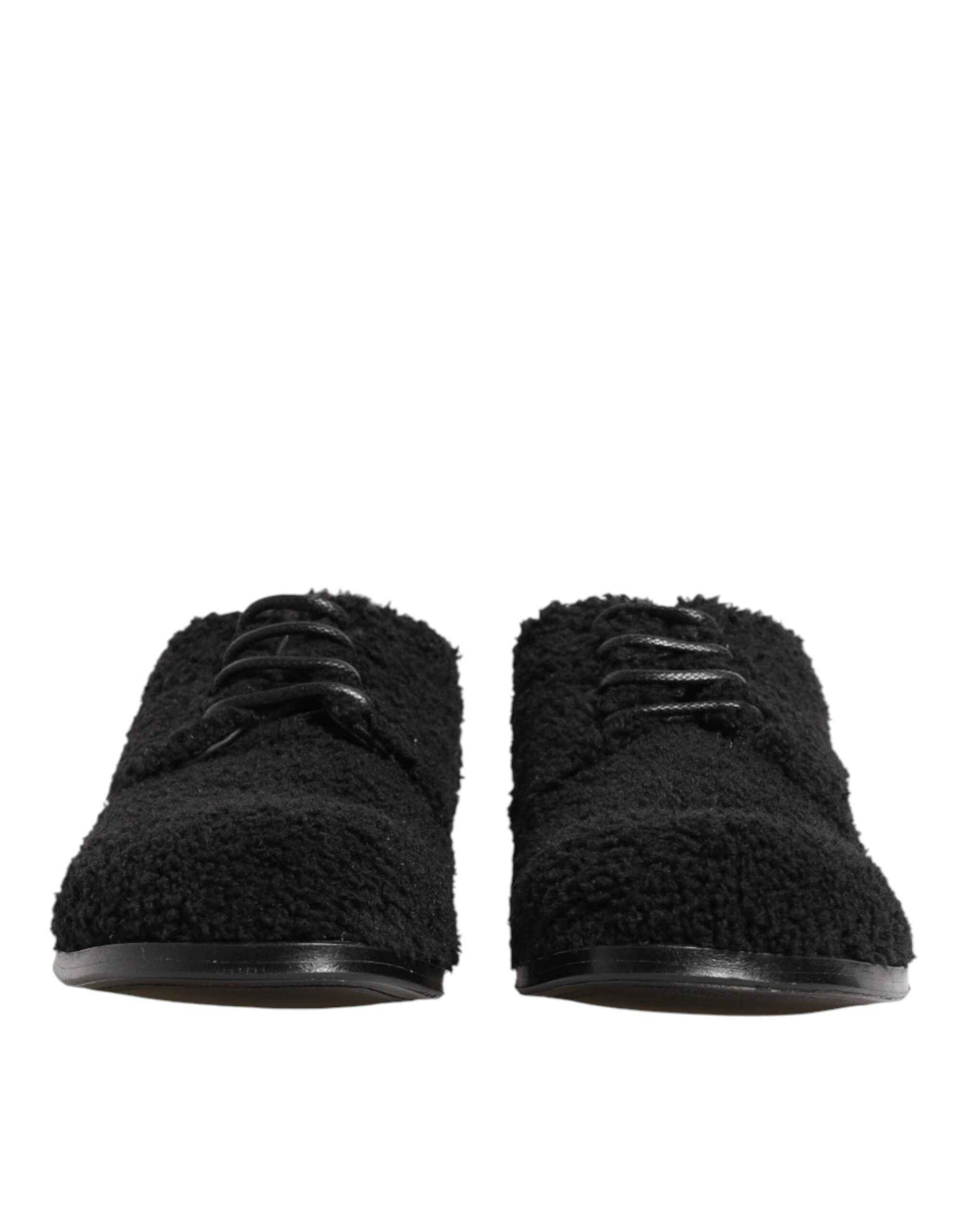 Dolce & Gabbana Men Black Riccio Shearling Dress Derby Shoes