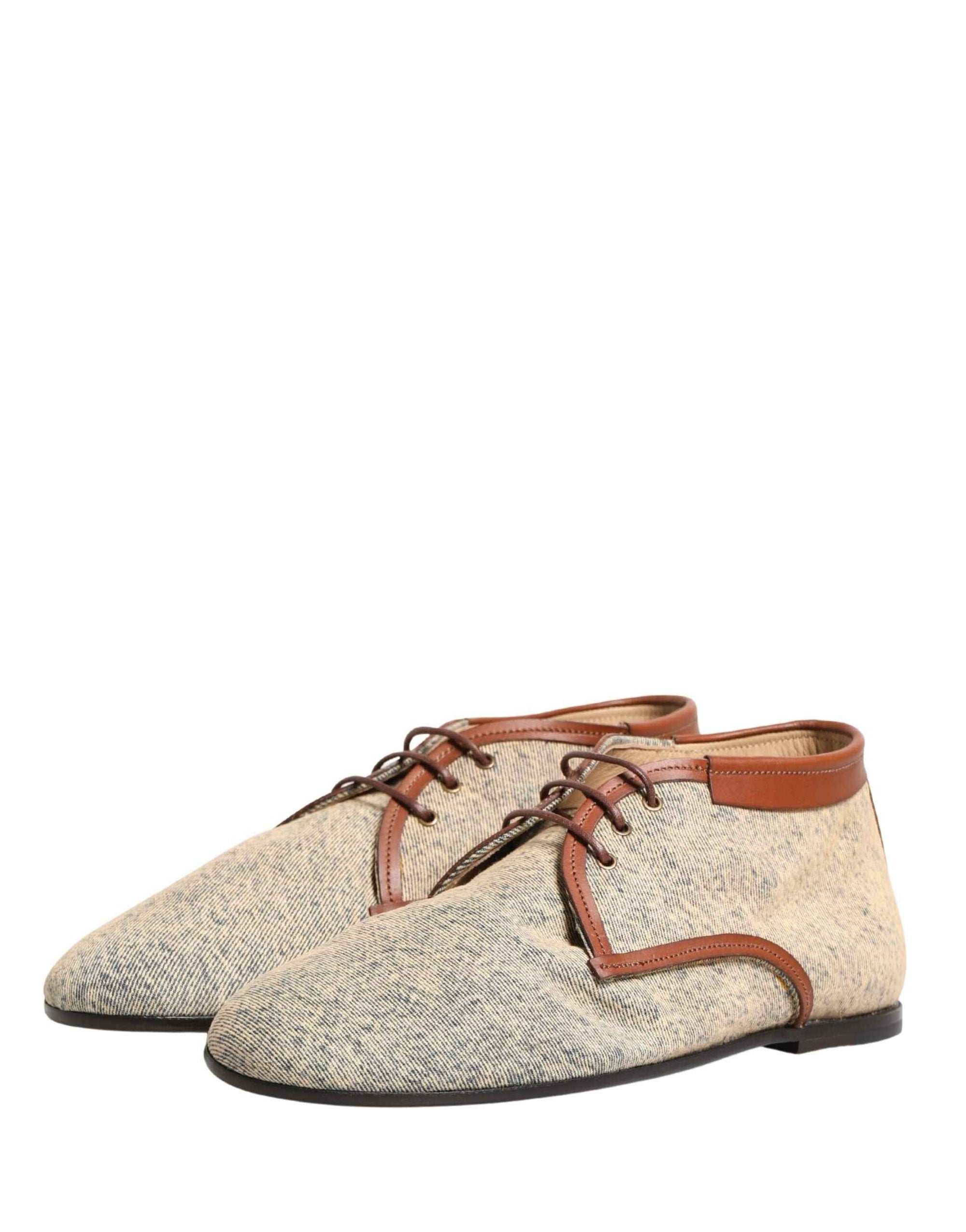 Dolce & Gabbana Denim Navajo Lace-Up Leather Dress Derby Shoes