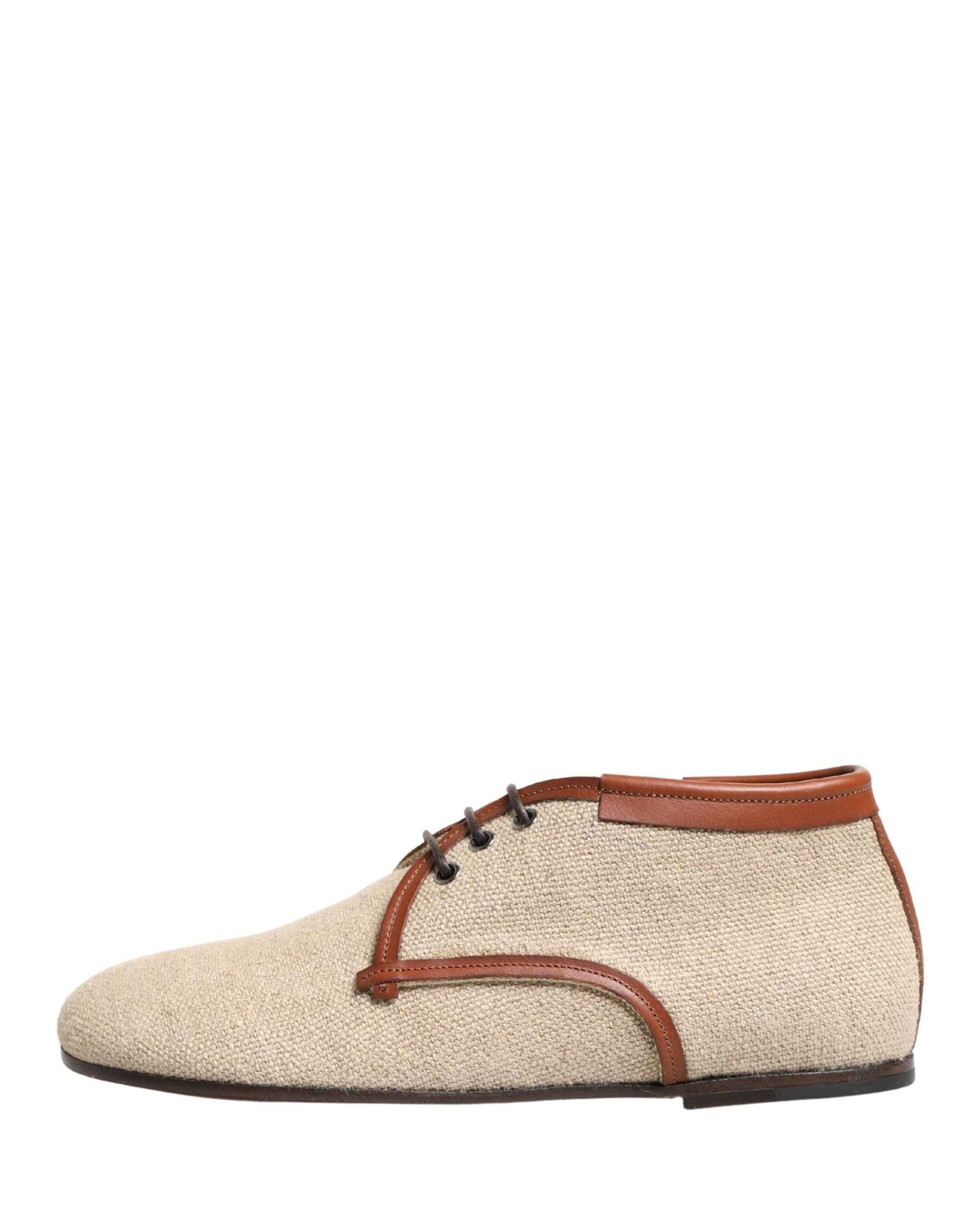 Dolce & Gabbana Beige Canvas Lace-Up Men Dress Derby Shoes