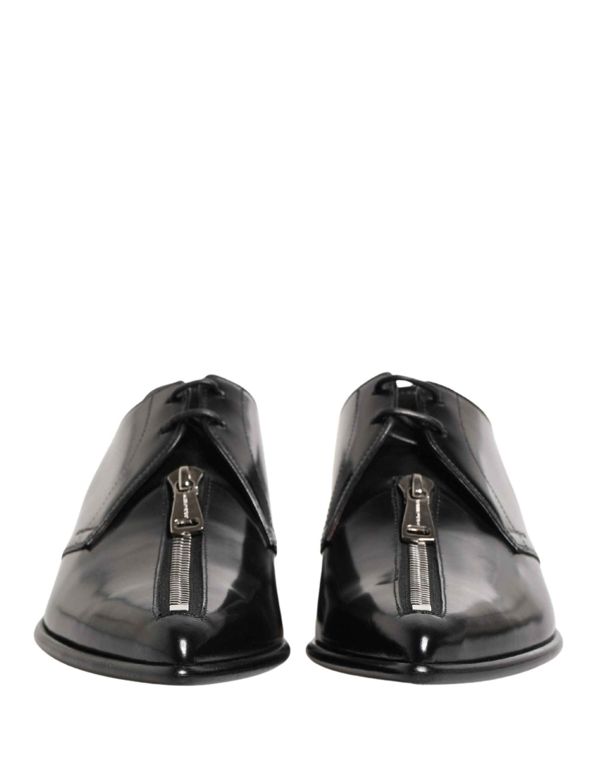 Dolce & Gabbana Men Black Lace-Up Leather Zip Dress Derby Shoes