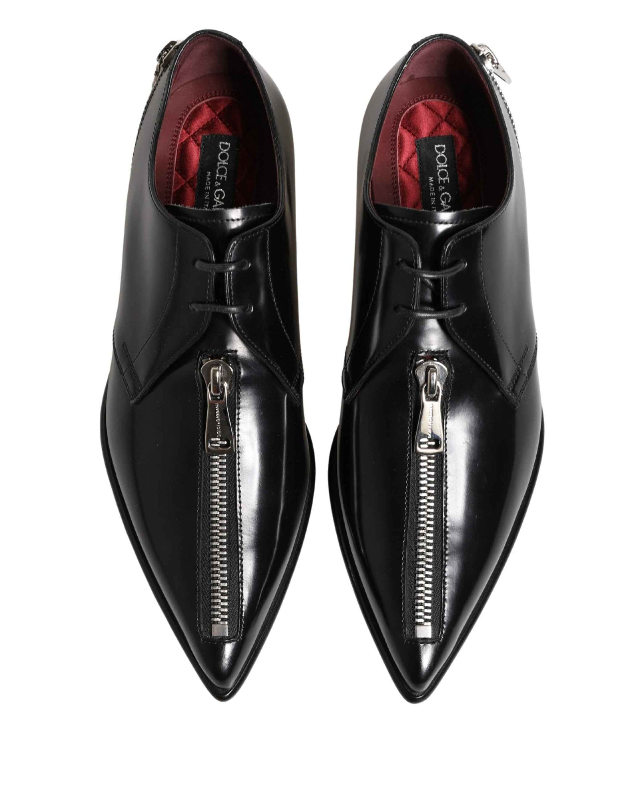 Dolce & Gabbana Men Black Lace-Up Leather Zip Dress Derby Shoes