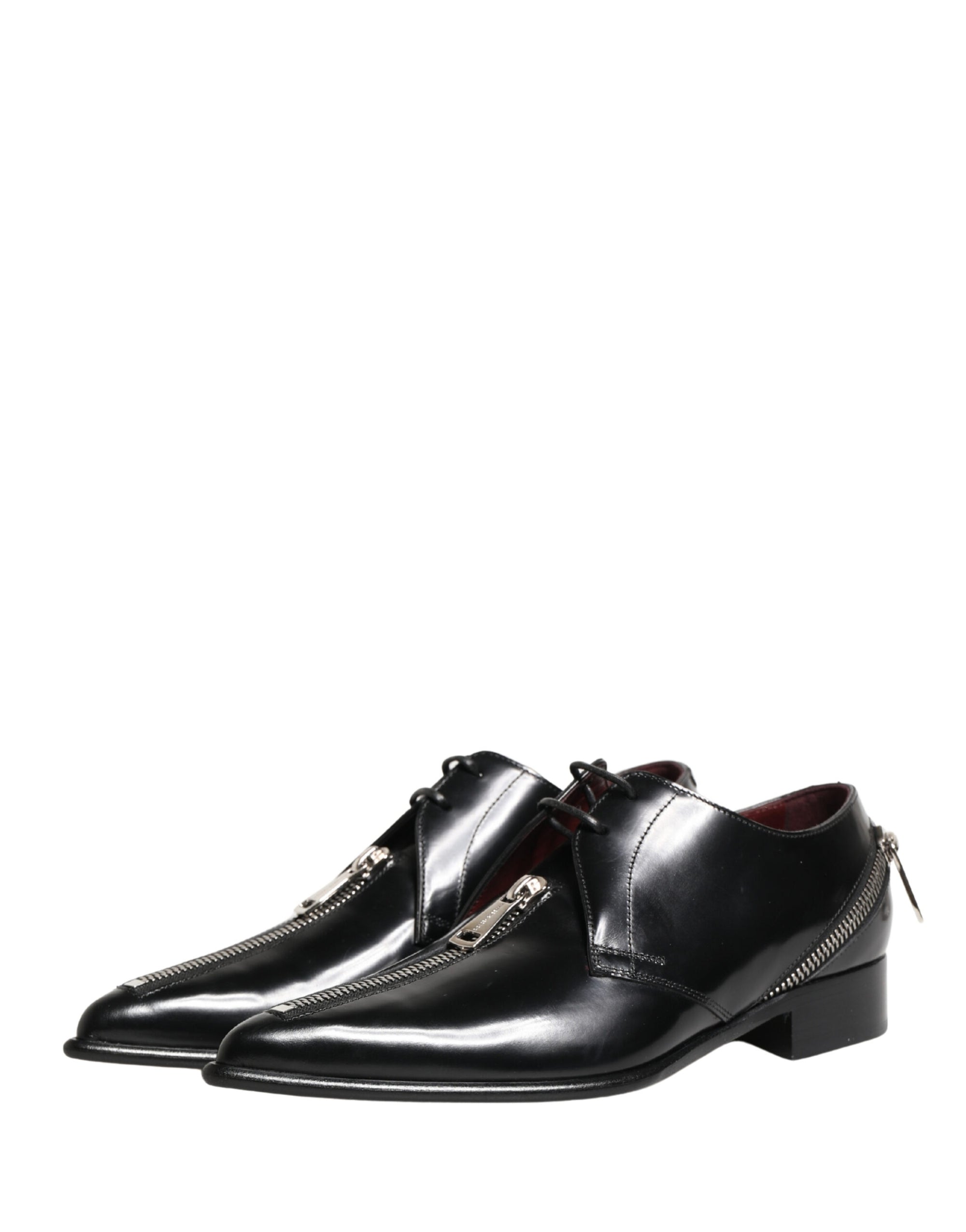 Dolce & Gabbana Men Black Lace-Up Leather Zip Dress Derby Shoes
