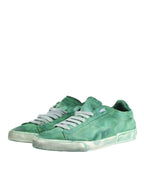 Dolce & Gabbana Green Suade DG Logo Sole Low Top Sneakers Shoes