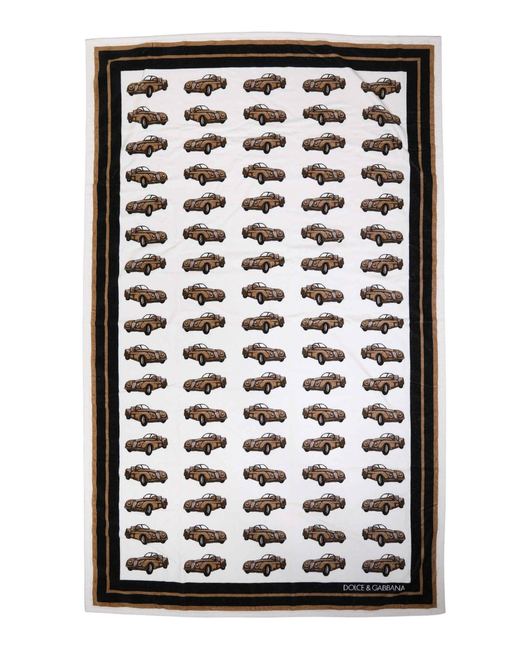 Dolce & Gabbana Towel White Cotton Car Graphic Print 115cm x 180cm Beach