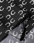 Dolce & Gabbana Black Horseshoe Silk Neck Foulard 136cm x 23cm Men Scarf