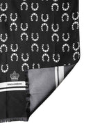 Dolce & Gabbana Black Horseshoe Silk Neck Foulard 136cm x 23cm Men Scarf