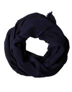 Dolce & Gabbana Dark Blue Wool Knit Unisex Wrap Fringe Shawl 170cm x 60cm Scarf