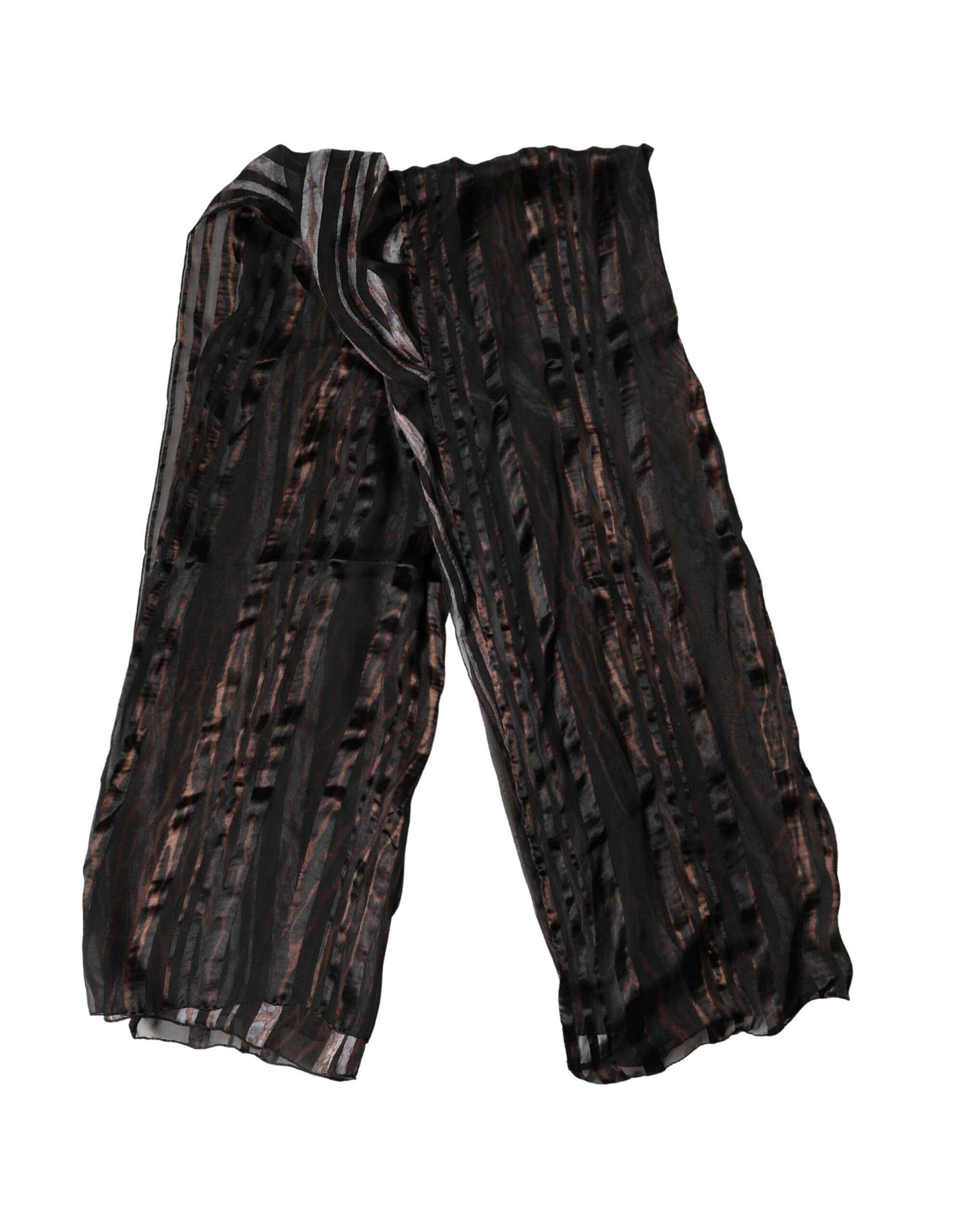 Dolce & Gabbana Black Stripes Silk Wrap Shawl Stole 193cm x 131cm Scarf