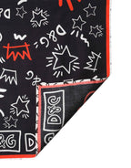 Dolce & Gabbana Black White Red DG Crown Cotton Foulard 47cm x 46cm Scarf