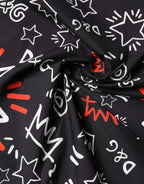 Dolce & Gabbana Black White Red DG Crown Cotton Foulard 47cm x 46cm Scarf