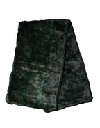 Dolce & Gabbana Black Green Stripe Fur Shawl Neck Wrap 180cm x49cm  Scarf