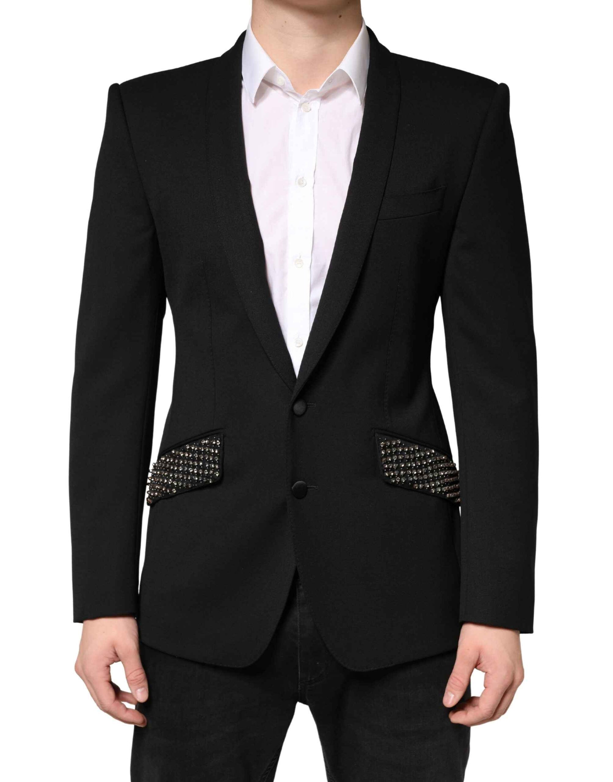 Dolce & Gabbana Black Embellished Single Breasted Blazer