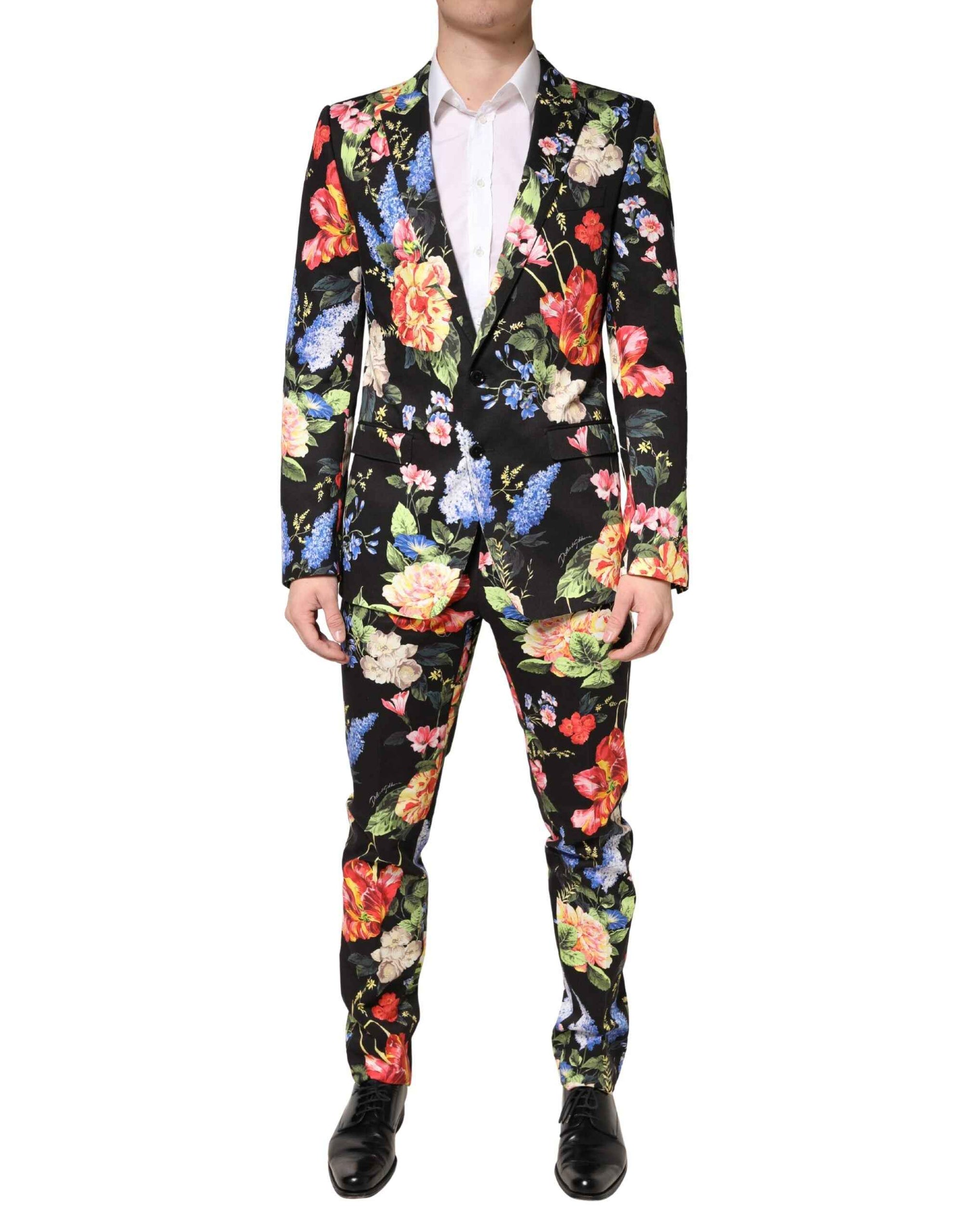 Dolce & Gabbana Black Floral Single Breasted MARTINI 2 Piece Suit