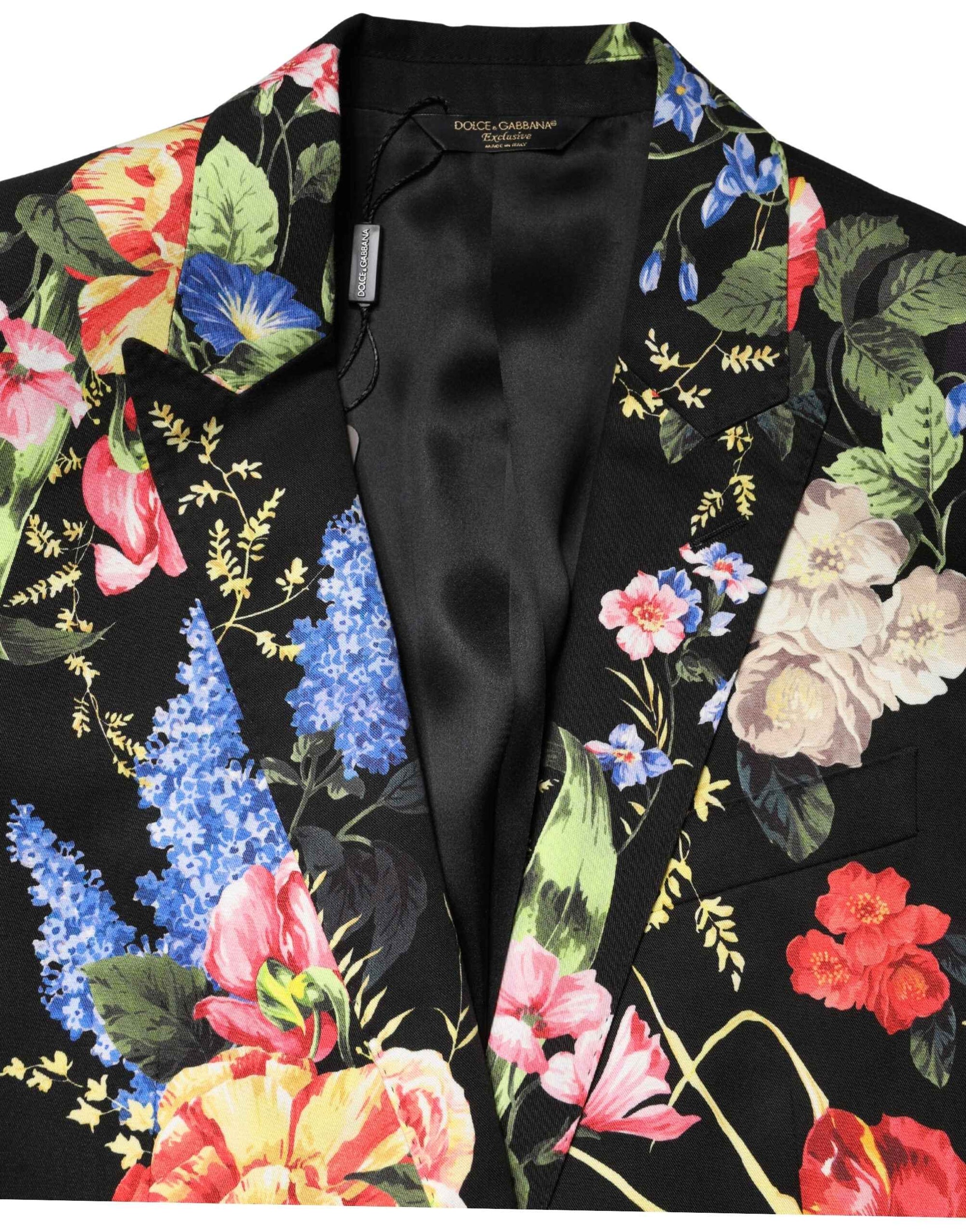 Dolce & Gabbana Black Floral Single Breasted MARTINI 2 Piece Suit