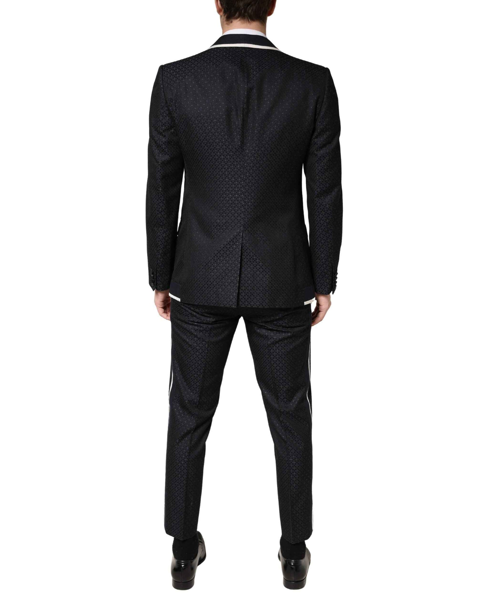 Dolce & Gabbana Black White Single Breasted SICILIA Men 3 Piece Suit
