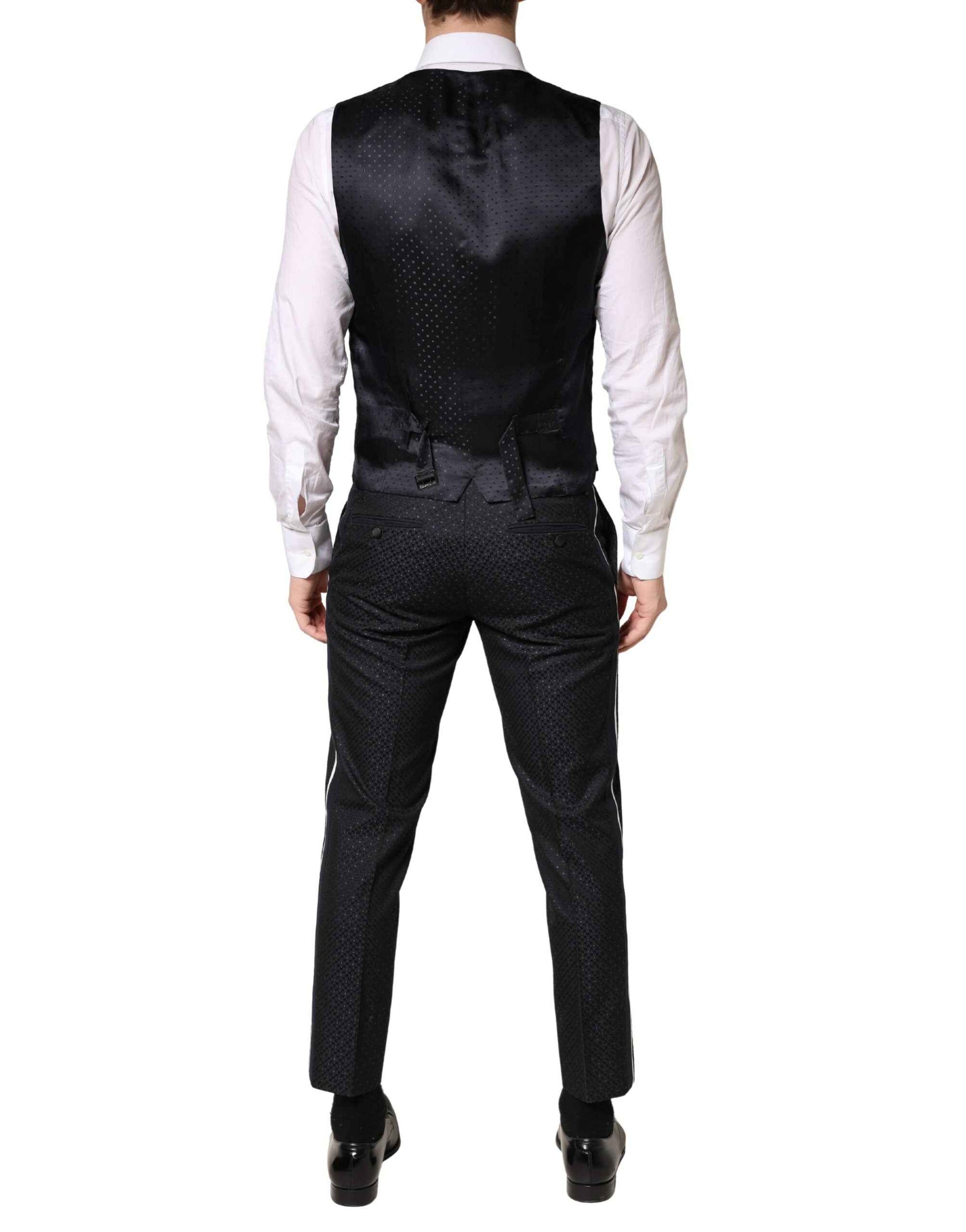 Dolce & Gabbana Black White Single Breasted SICILIA Men 3 Piece Suit
