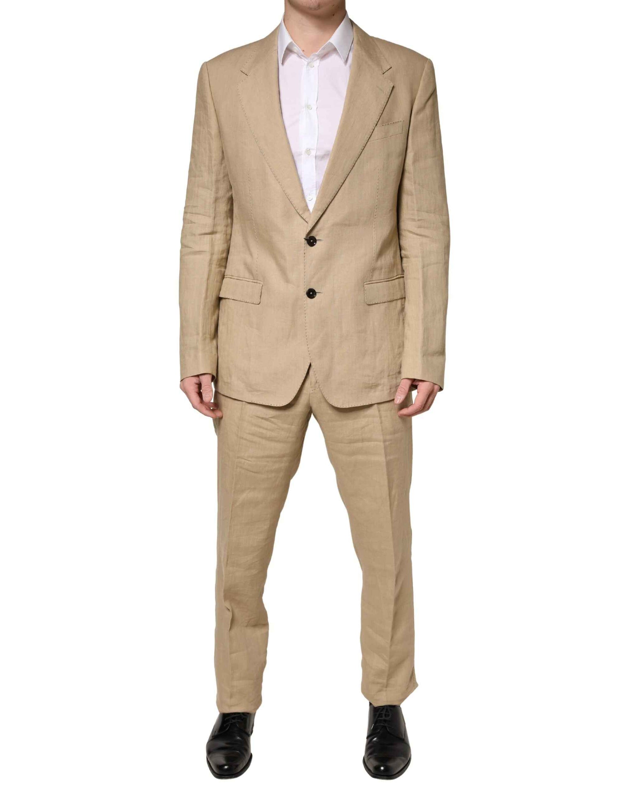Dolce & Gabbana Beige TAORMINA Single Breasted Formal 2 Piece Suit