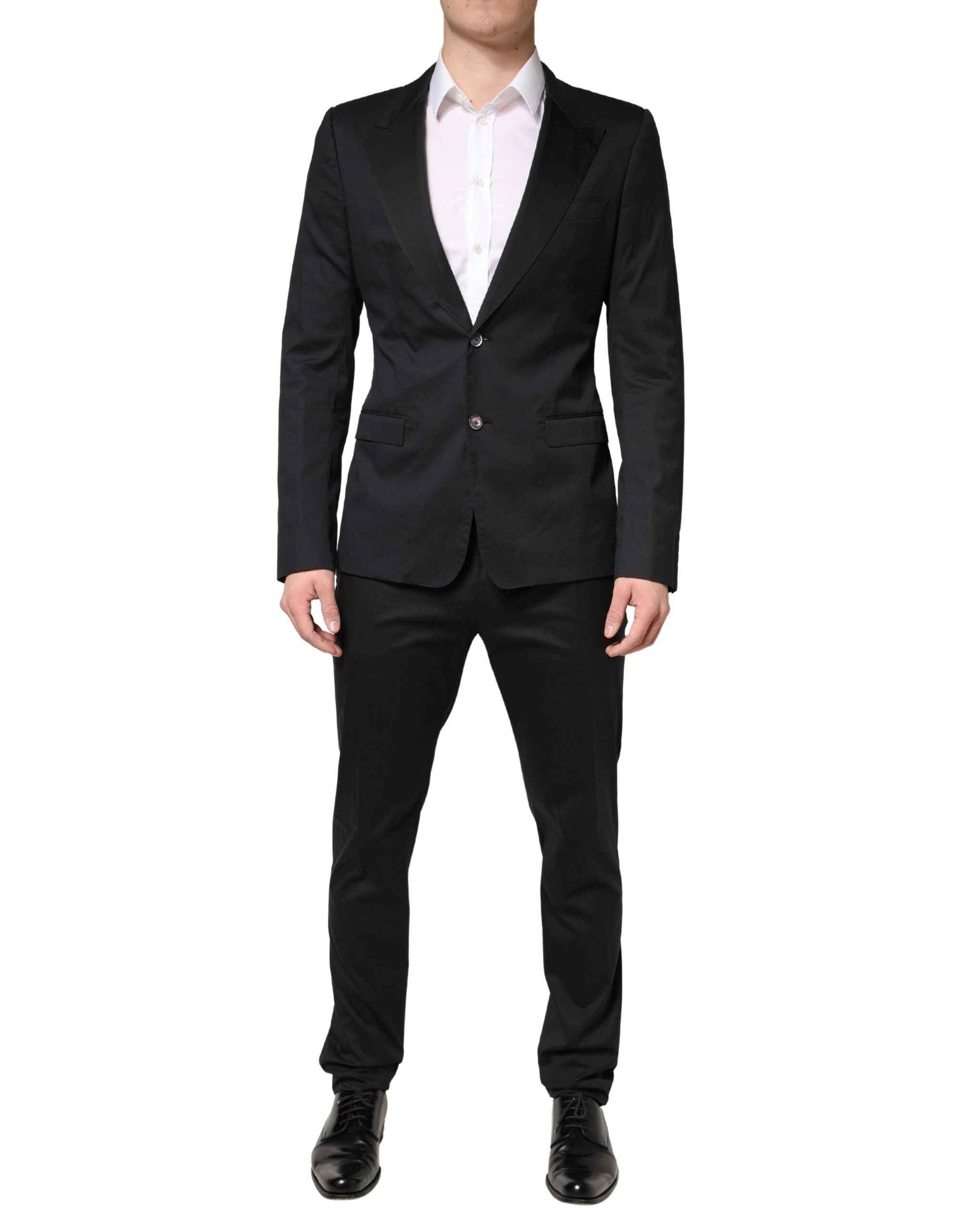 Dolce & Gabbana Black Cotton Single Breasted 2 Piece Suit