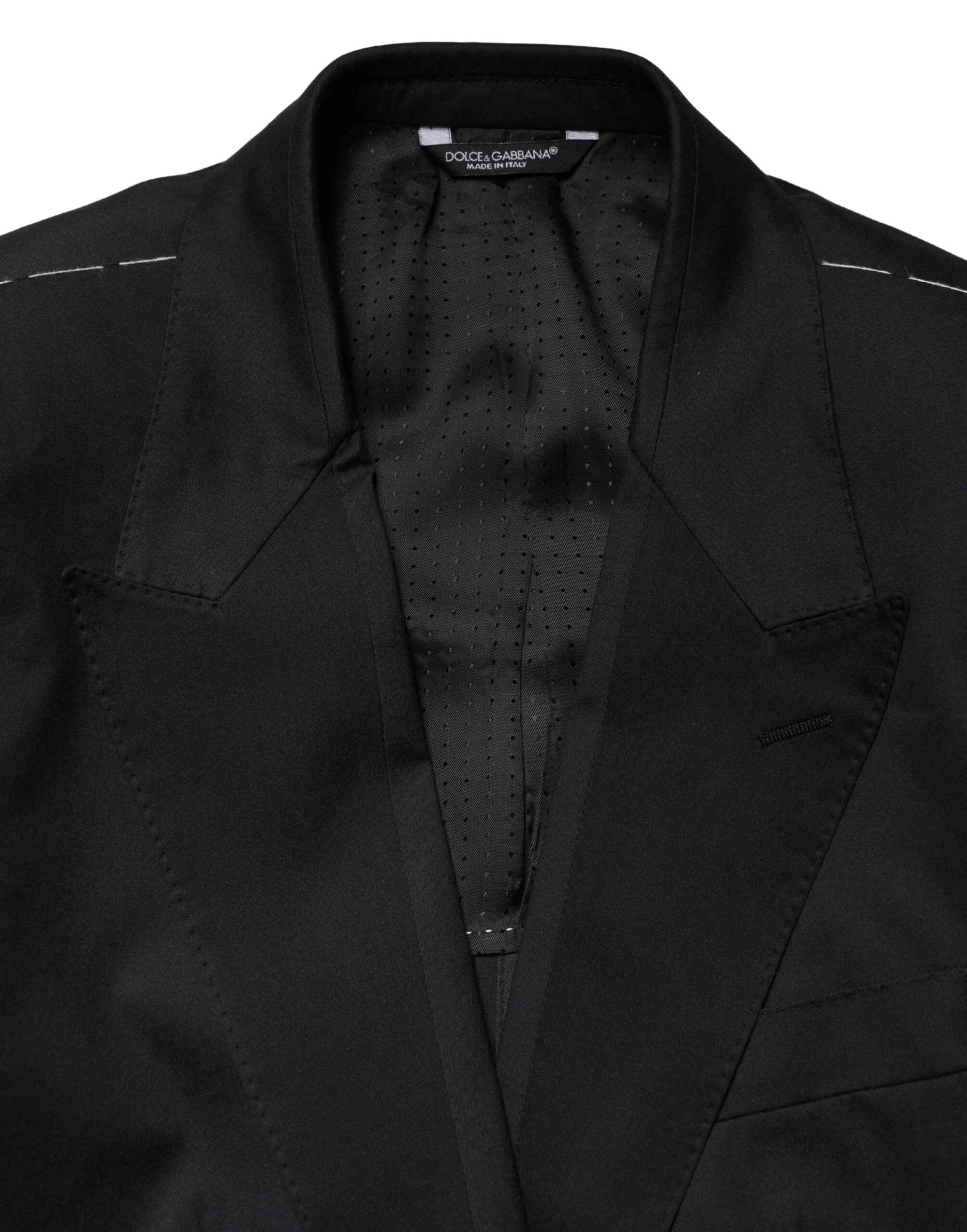 Dolce & Gabbana Black Cotton Single Breasted 2 Piece Suit