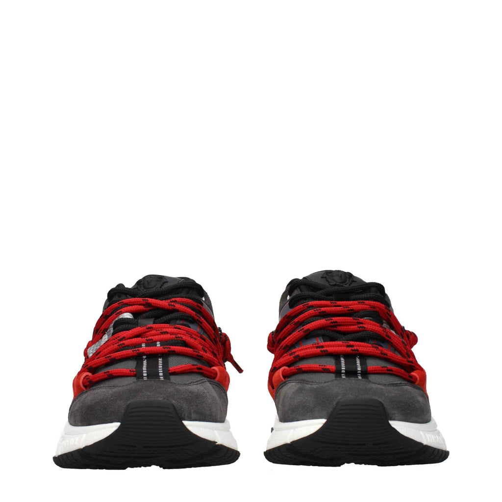 Versace Gray Leather Chunky Sneakers