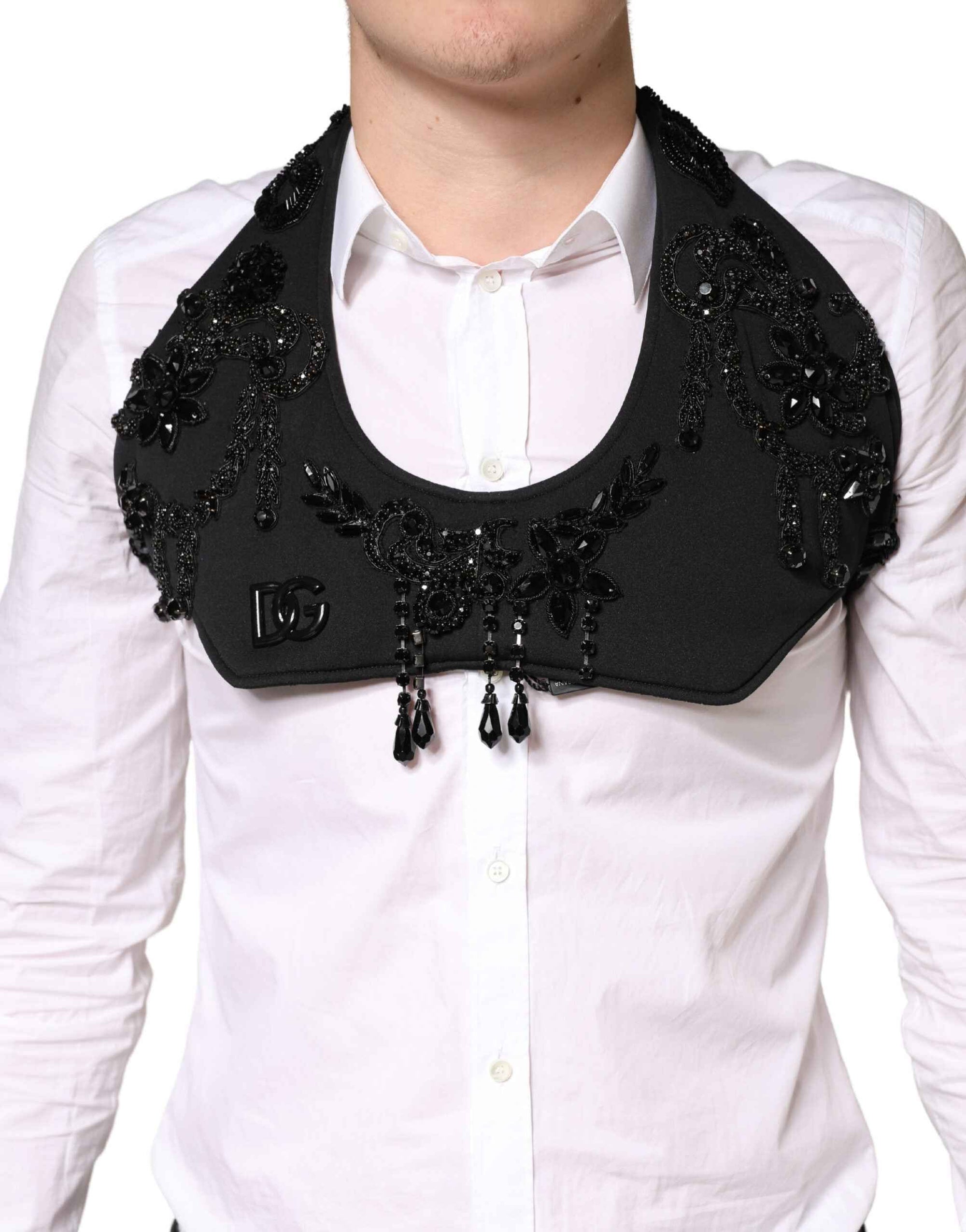 Dolce & Gabbana Black Crystal Embellished Crop Waistcoat One Size Vest