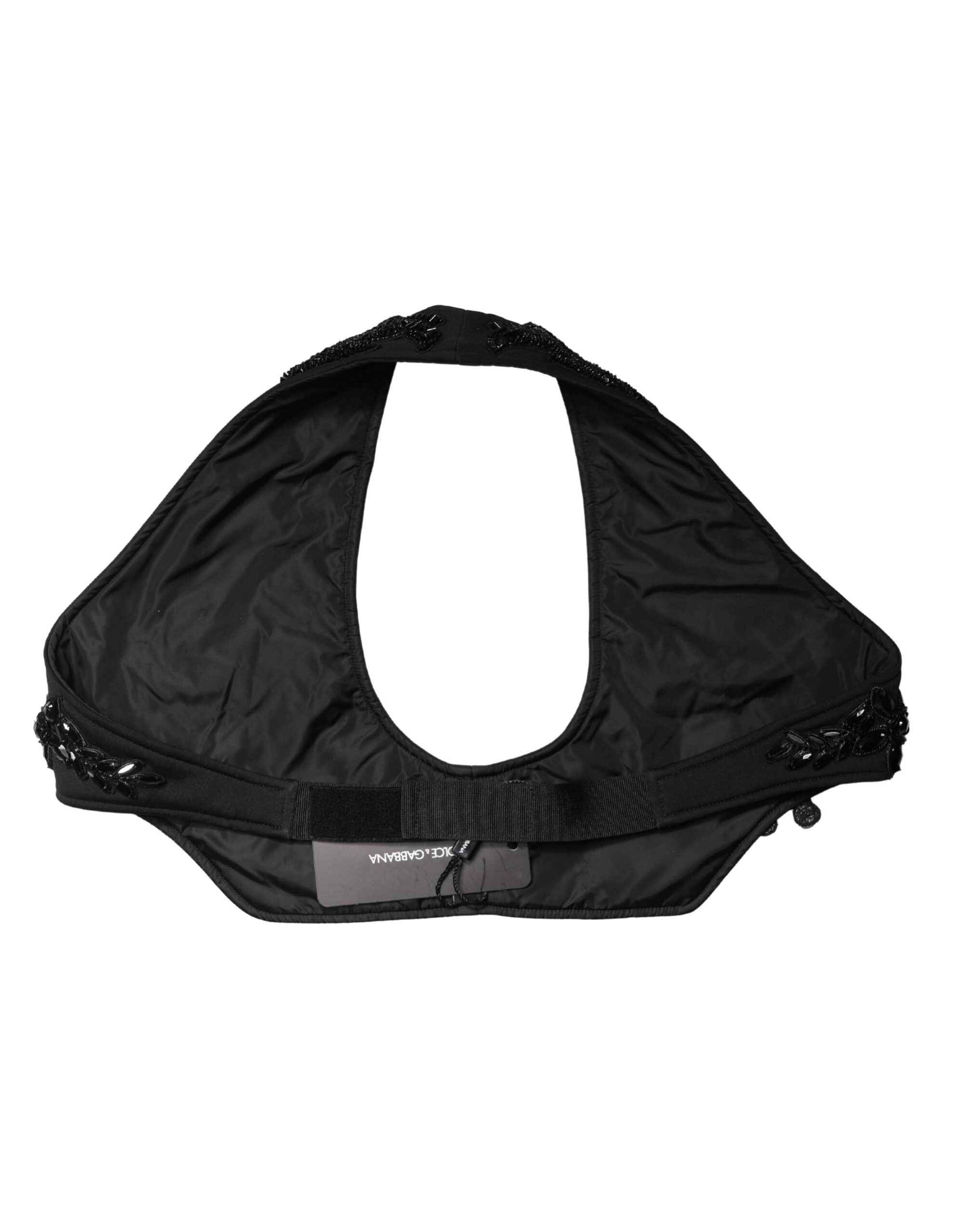 Dolce & Gabbana Black Crystal Embellished Crop Waistcoat One Size Vest