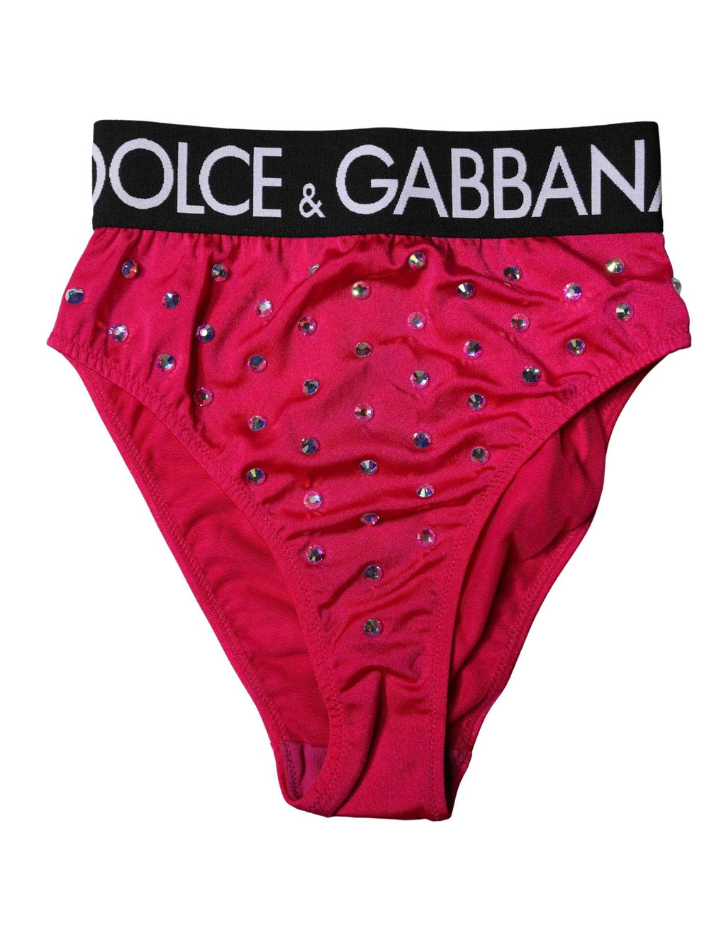 Dolce & Gabbana Pink Embellished High-Waist Brief Logo Underwear